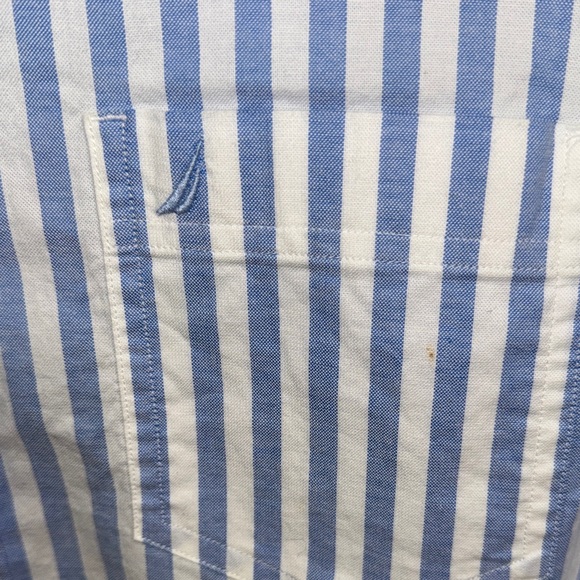 Nautica Men's Light Blue and White Striped Shirt - Picture 4 of 7